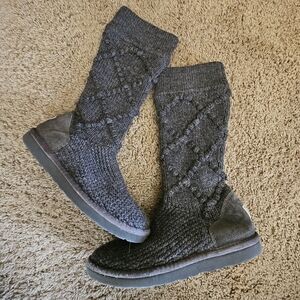 Ugg Boots Argyle Knit 5879 Gray Tall Size 8